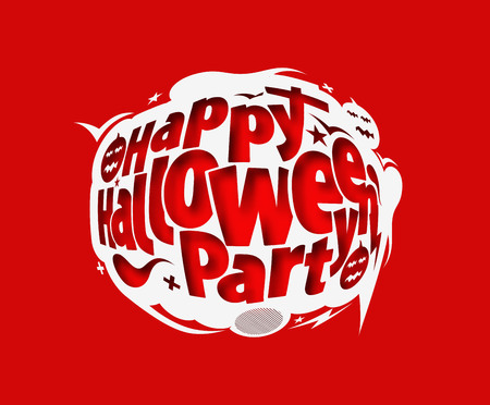 Happy Halloween greeting card Calligraphy - Text design. Halloween banner or poster.のイラスト素材