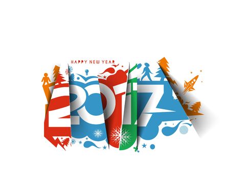 Happy new year 2017 Holiday - Christmas Tree with Snowflakes Vector Illustration background