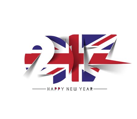Happy new year 2017 with U.K Flag Pattern Text Vector Design Backgroundのイラスト素材