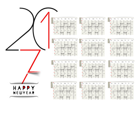 Happy new year 2017 Calendar - New Year Holiday design elements for holiday cards, calendar banner poster for decorations, Vector Illustration Background.のイラスト素材