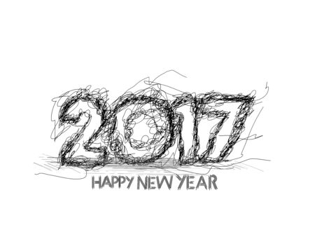 Happy new year 2017 Grunge Text Design for Flyers and Greetings Card. Vector illustrationのイラスト素材