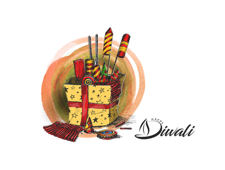 Diwali crackers for Diwali gift, Hand Drawn Sketch Vector .のイラスト素材