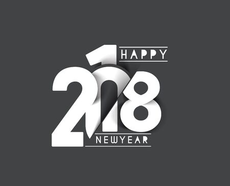 Happy new year 2018 Text Design, Vector illustration.のイラスト素材