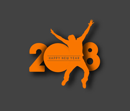 Happy new year 2018 with dancing men text design, Vector illustration.のイラスト素材