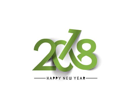 Happy new year 2018 Text Design, Vector illustration.のイラスト素材