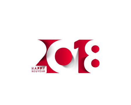 Happy new year 2018 Text Design, Vector illustration.のイラスト素材