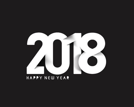 Happy new year 2018 Text Design, Vector illustration.のイラスト素材