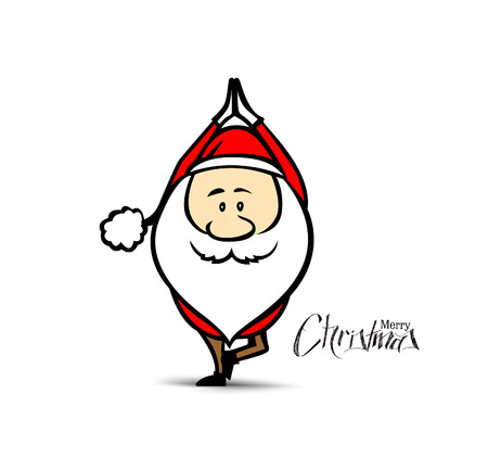 Santa Claus doing yoga, Christmas vector illustration. Holiday background.のイラスト素材