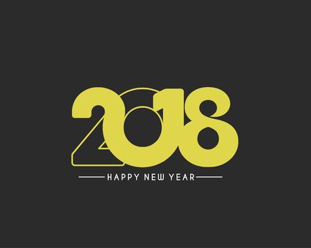 Happy new year 2018 Text Design Vector illustrationのイラスト素材