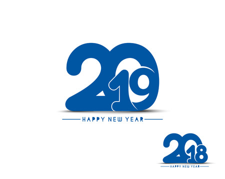 Happy new year 2019 - 2018 Text Design Vector illustrationのイラスト素材
