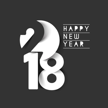 Happy new year 2018 Text Design Vector illustrationのイラスト素材