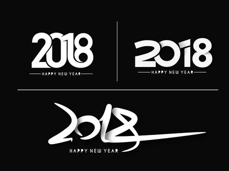Set of Happy New Year 2018 Text Design Patter, Vector illustration.のイラスト素材