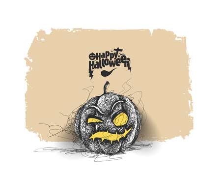 Happy Halloween pumpkin, Hand Drawn Sketch Vector illustration.のイラスト素材