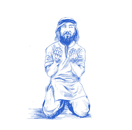 Muslim man prayingのイラスト素材