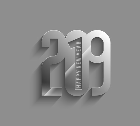 Happy New Year 2019 Text Design  Patter, Vector illustration.のイラスト素材