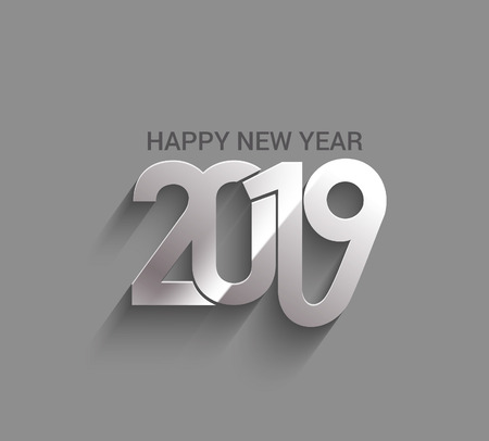 Happy New Year 2019 Text Design  Patter, Vector illustration.のイラスト素材