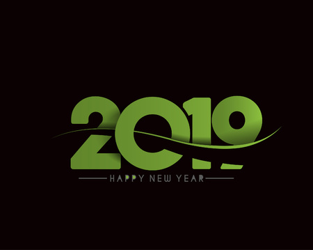 Happy New Year 2019 Text Design  Patter, Vector illustration.のイラスト素材