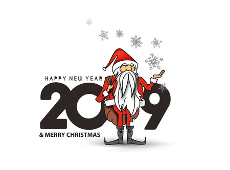 Happy New Year 2019 with Santa Claus Design Patter, Vector illustration.のイラスト素材