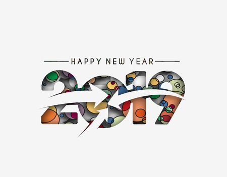 Happy New Year 2019 Text Design  Patter, Vector illustration.