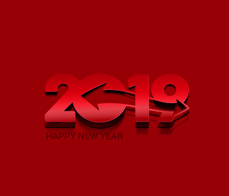 Happy New Year 2019 Text Peel off Paper Design  Patternのイラスト素材