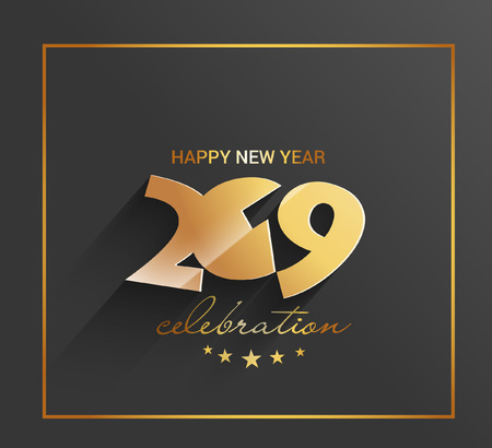 Happy New Year 2019 Text Peel off Paper Design  Patternのイラスト素材