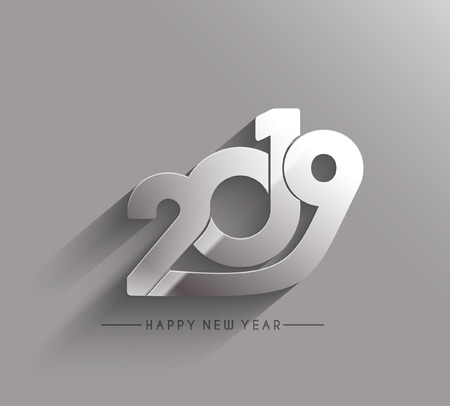 Happy New Year 2019 Text Design  Patter, Vector illustration.のイラスト素材