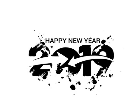 Happy New Year 2019 Text Design Patter, Vector illustration.のイラスト素材