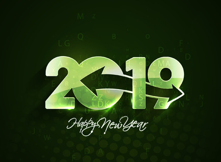 Happy New Year 2019 Text Design Patter, Vector illustration.のイラスト素材