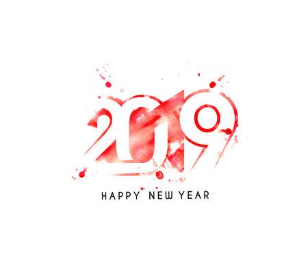 Happy New Year 2019 Text Design Patter, Vector illustration.のイラスト素材