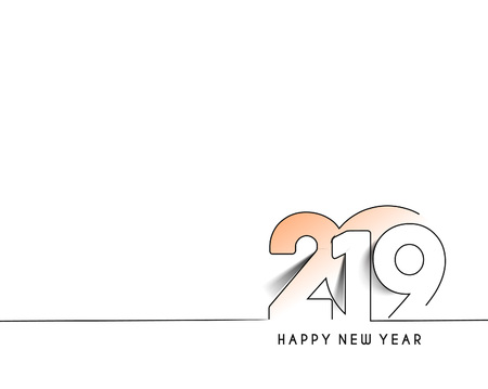 Happy New Year 2019 Text Line Art Design Patter, Vector illustration.のイラスト素材