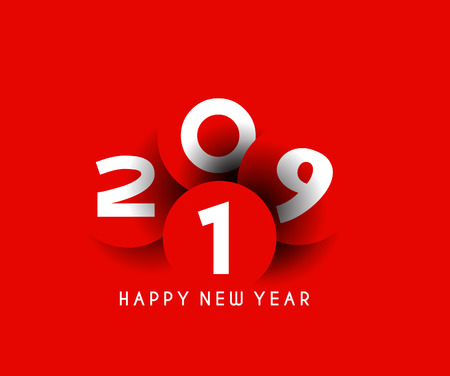 Happy New Year 2019 Text Design Patter, Vector illustration.のイラスト素材