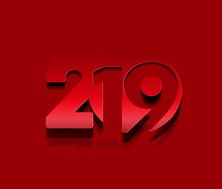 Happy New Year 2019 Text Peel off Paper Design  Patternのイラスト素材
