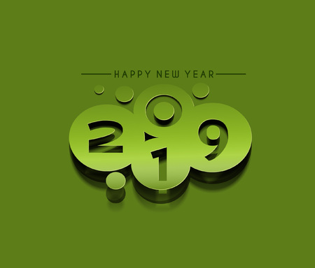 Happy New Year 2019 Text Peel off Paper Design  Patternのイラスト素材