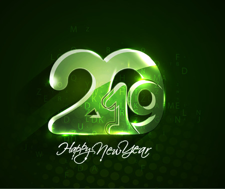 Happy New Year 2019 Text Design Patter, Vector illustration.のイラスト素材