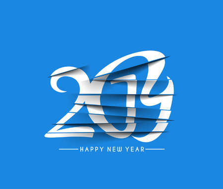 Happy New Year 2019 Text Peel off Paper Design Patternのイラスト素材