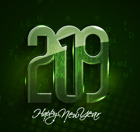 Happy New Year 2019 Text Design Patter, Vector illustration.のイラスト素材