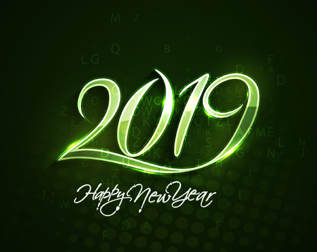 Happy New Year 2019 Text Design Patter, Vector illustration.のイラスト素材