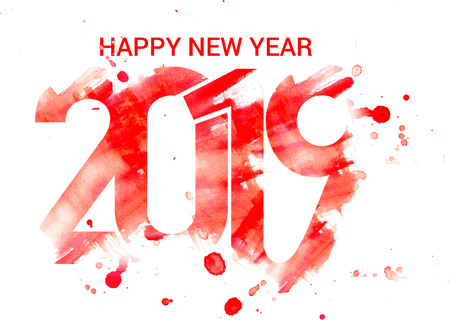 Happy New Year 2019 Text Design Patter, Vector illustration.のイラスト素材