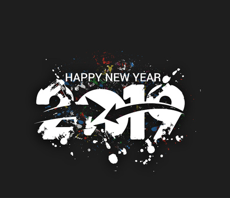 Happy New Year 2019 Text Design Patter, Vector illustration.のイラスト素材