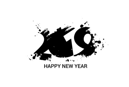 Happy New Year 2019 Text Design Patter, Vector illustration.のイラスト素材