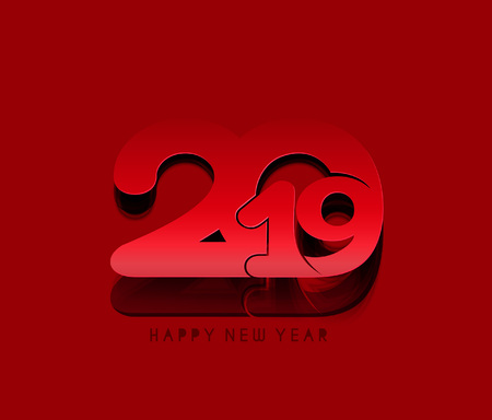 Happy New Year 2019 Text Design Patternのイラスト素材