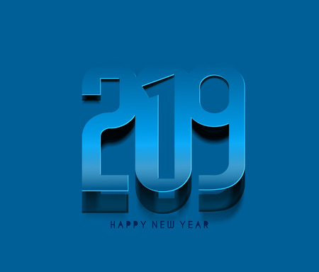 Happy New Year 2019 Text Design Patternのイラスト素材