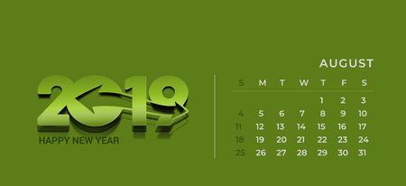 Happy new year 2019 Calendar - New Year Holiday design elements for holiday cards, calendar banner poster for decorations, Vector Illustration Background.のイラスト素材