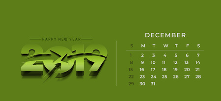 Happy new year 2019 Calendar - New Year Holiday design elements for holiday cards, calendar banner poster for decorations, Vector Illustration Background.のイラスト素材