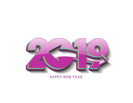 Happy New Year 2019 Glowing Text Designのイラスト素材