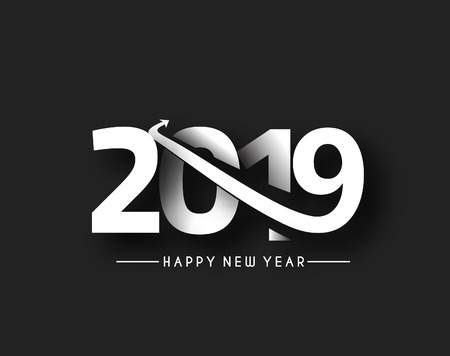Happy New Year 2019 Text Designのイラスト素材