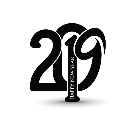 Happy New Year 2019 Text Designのイラスト素材