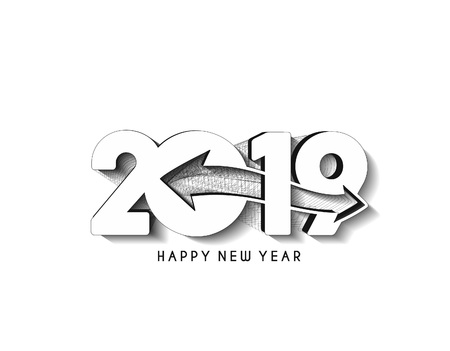 Happy New Year 2019 Text Designのイラスト素材