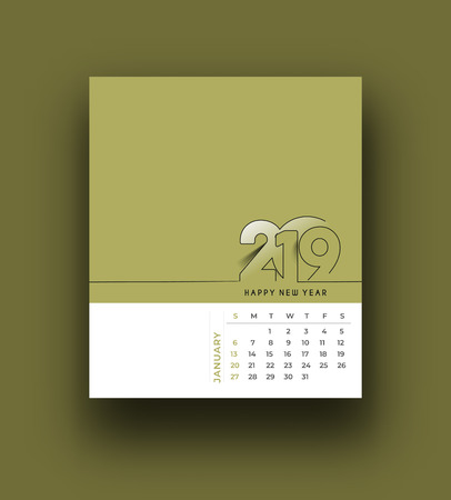 Happy new year 2019 Calendar - New Year Holiday design elements for holiday cards, calendar banner poster for decorations, Vector Illustration Background.のイラスト素材