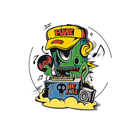 Robot party concept design for t-shirt print, vector illustration.のイラスト素材